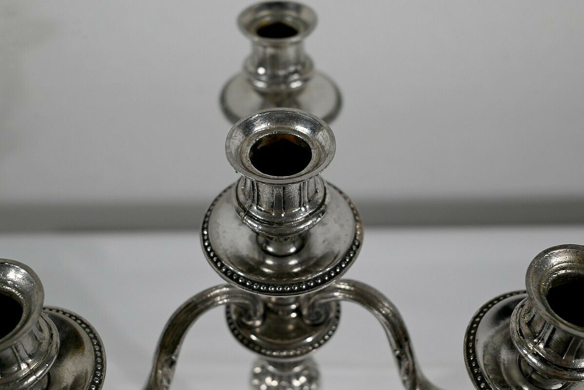 Pair Of Silver Bronze Candlesticks   Late 19th Century photo vinterior