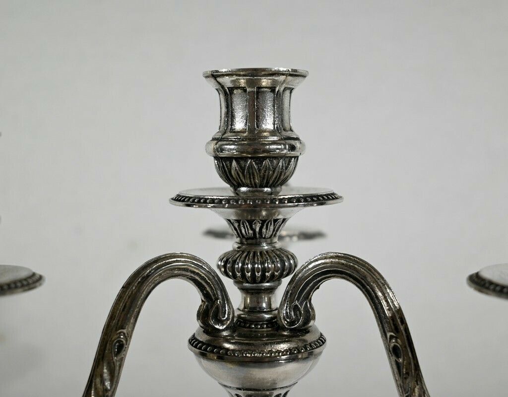 Pair Of Silver Bronze Candlesticks   Late 19th Century photo buy