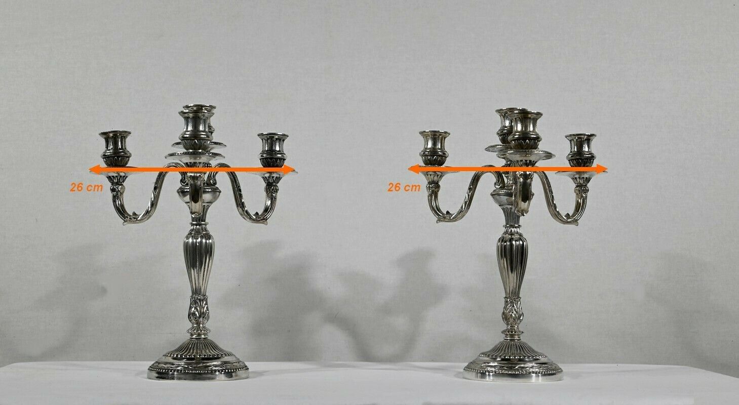 photo vintage Pair Of Silver Bronze Candlesticks   Late 19th Century