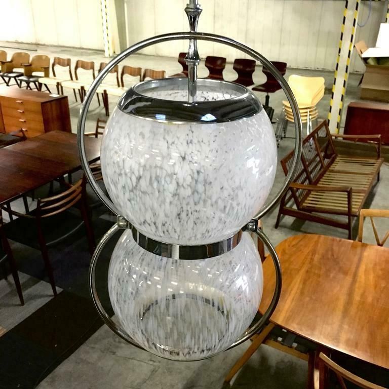 Pair Of Midcentury Italian Murano Glass Pendant Lamps, 1950s 1960s photo furniture