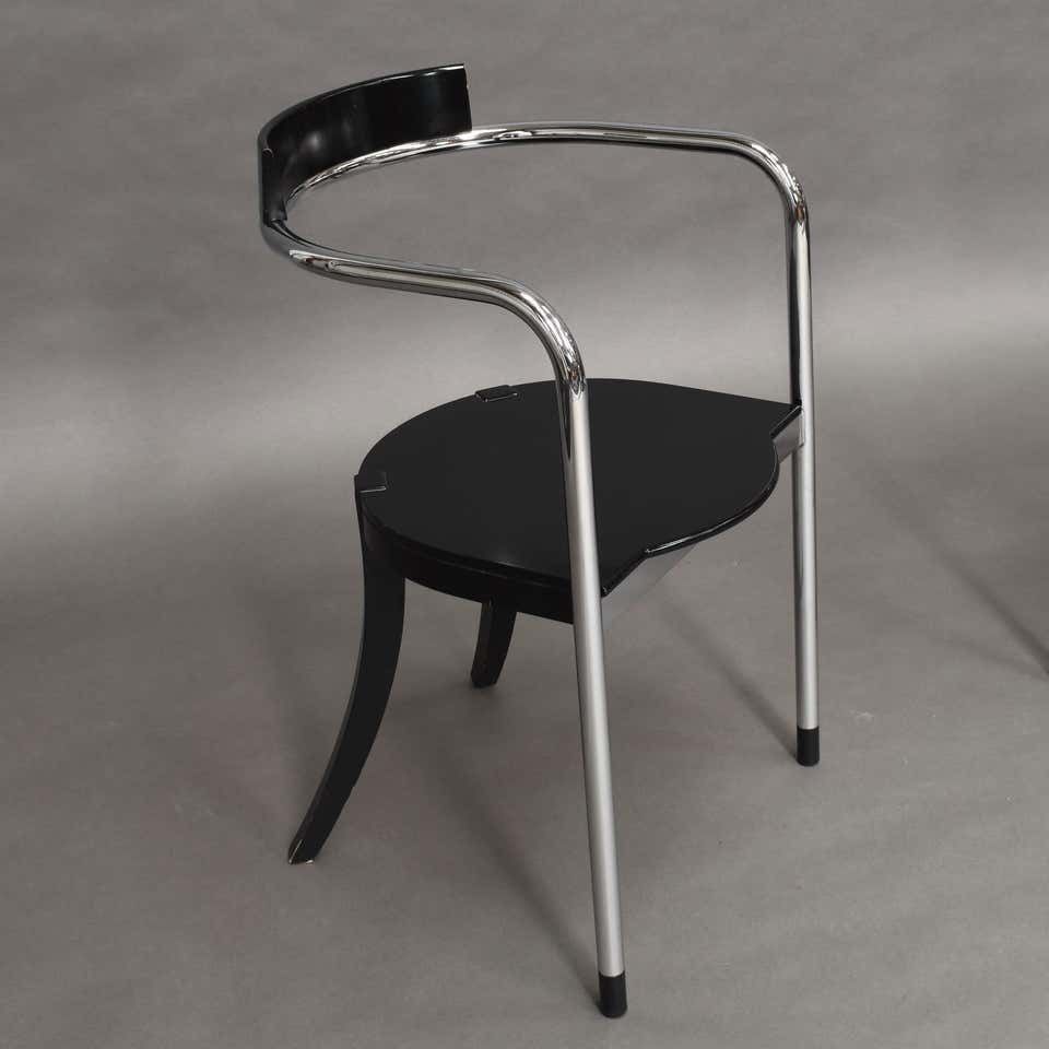 Pair Of Chrome Dining Armchairs By David Palterer For Zanotta, Italy, 1987 photo buy