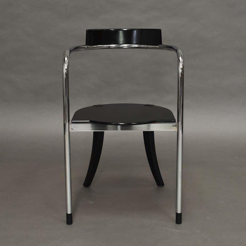 Pair Of Chrome Dining Armchairs By David Palterer For Zanotta, Italy, 1987 photo vintage