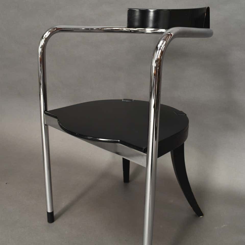 photo for sale Pair Of Chrome Dining Armchairs By David Palterer For Zanotta, Italy, 1987