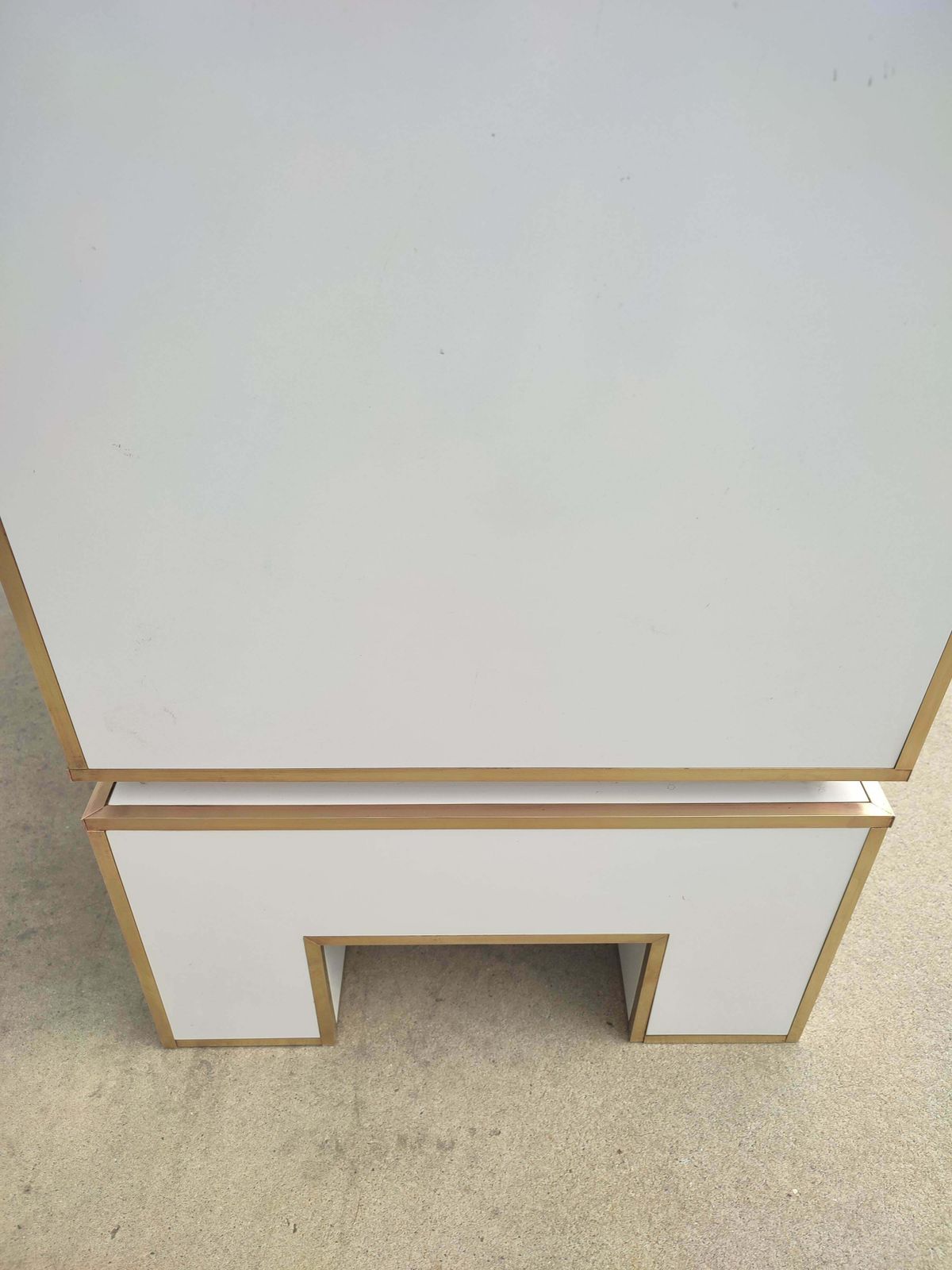 photo furniture White Credenza With Brass Details From Alain Delon For Maison Jansen, France