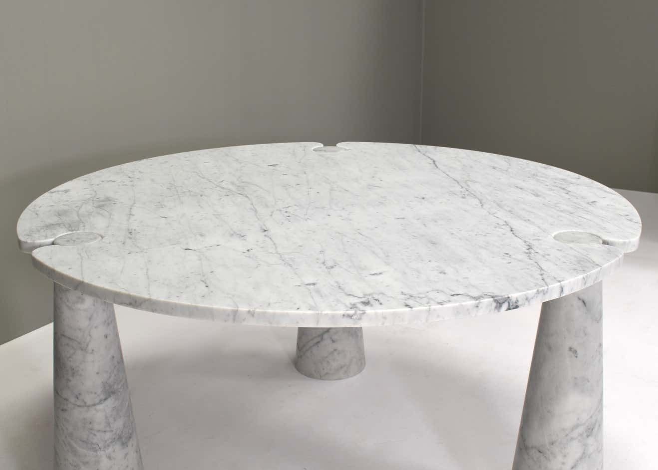 Mangiarotti Eros Round Dining Table Carrara Marble Skipper, Italy, Circa 1970 photo vintage