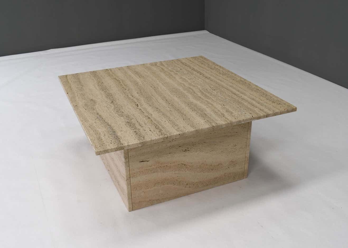 Square Travertine Coffee Table In The Style Of Up&Up Mangiarotti, Italy, 1970 photo Furniture