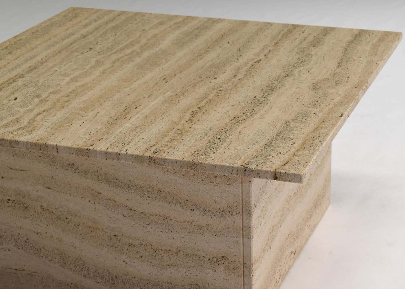 Furniture Square Travertine Coffee Table In The Style Of Up&Up Mangiarotti, Italy, 1970 photo