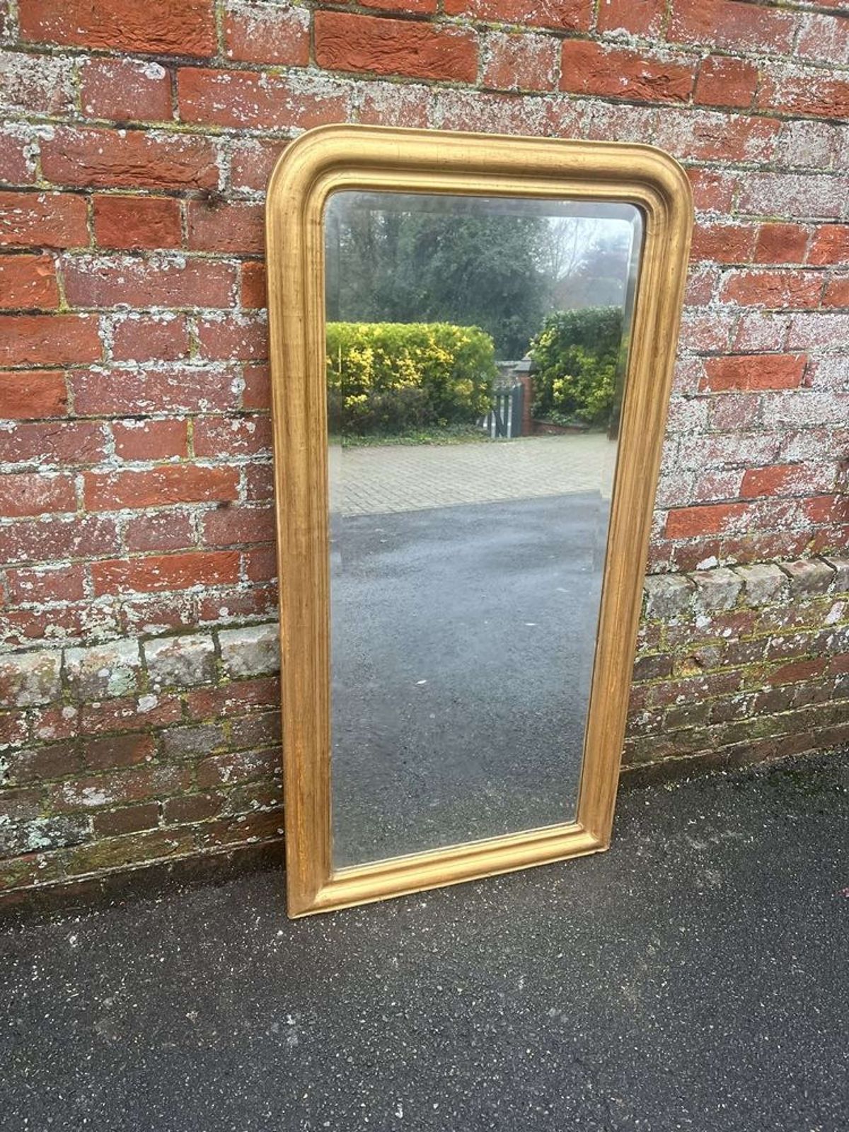 A Superb Large Antique French 19th C Arched Top Gilt Mirror