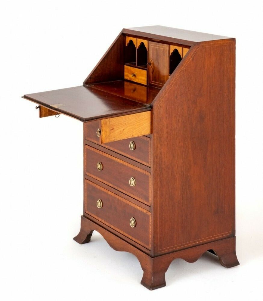 1450.0 Regency Revival Bureau Ladies Desk Mahogany Inlay 1890 photo