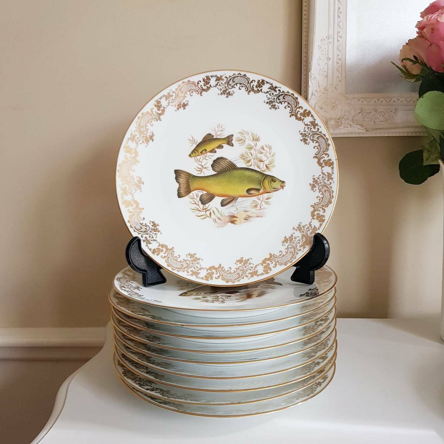 Franse Limoges Porseleinen Viscollectie, Set Voor 12 Personen photo furniture