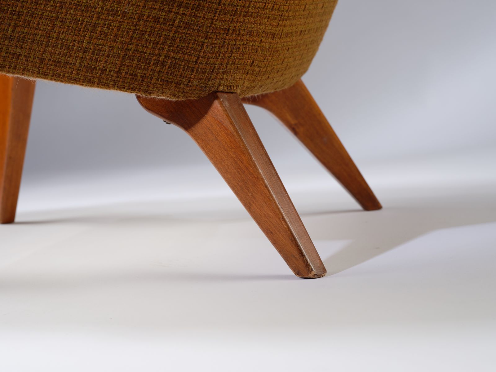 Stunning Pair Of Mid Century Swedish 'Stuff Over' Armchairs In Original Brocade Upholstery, Circa 1950's. photo vintage