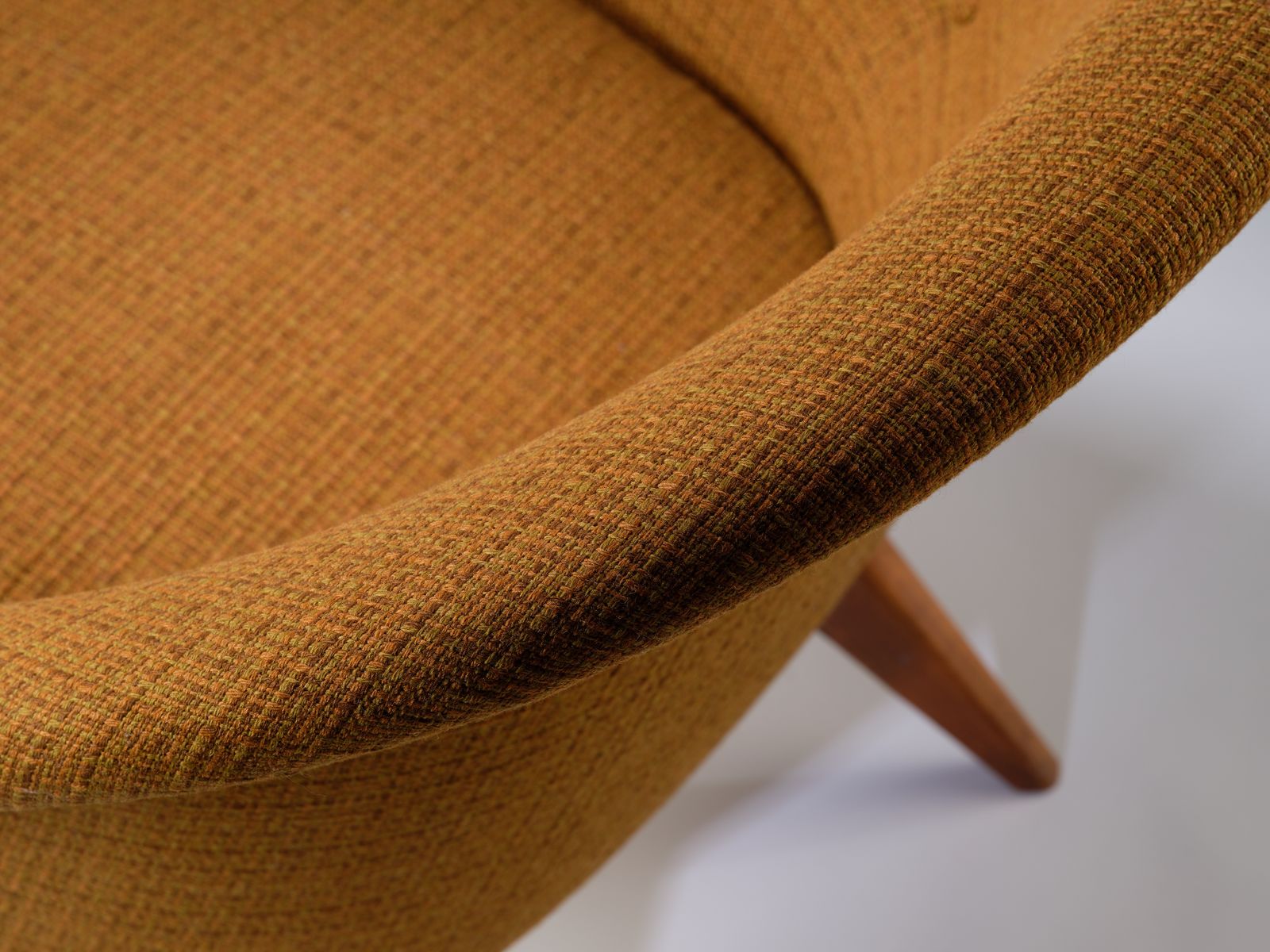 photo furniture Stunning Pair Of Mid Century Swedish 'Stuff Over' Armchairs In Original Brocade Upholstery, Circa 1950's.