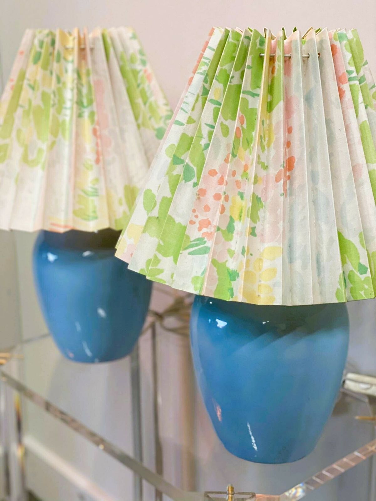 Vintage Pair Of Blue Ceramic Table Lamps photo buy