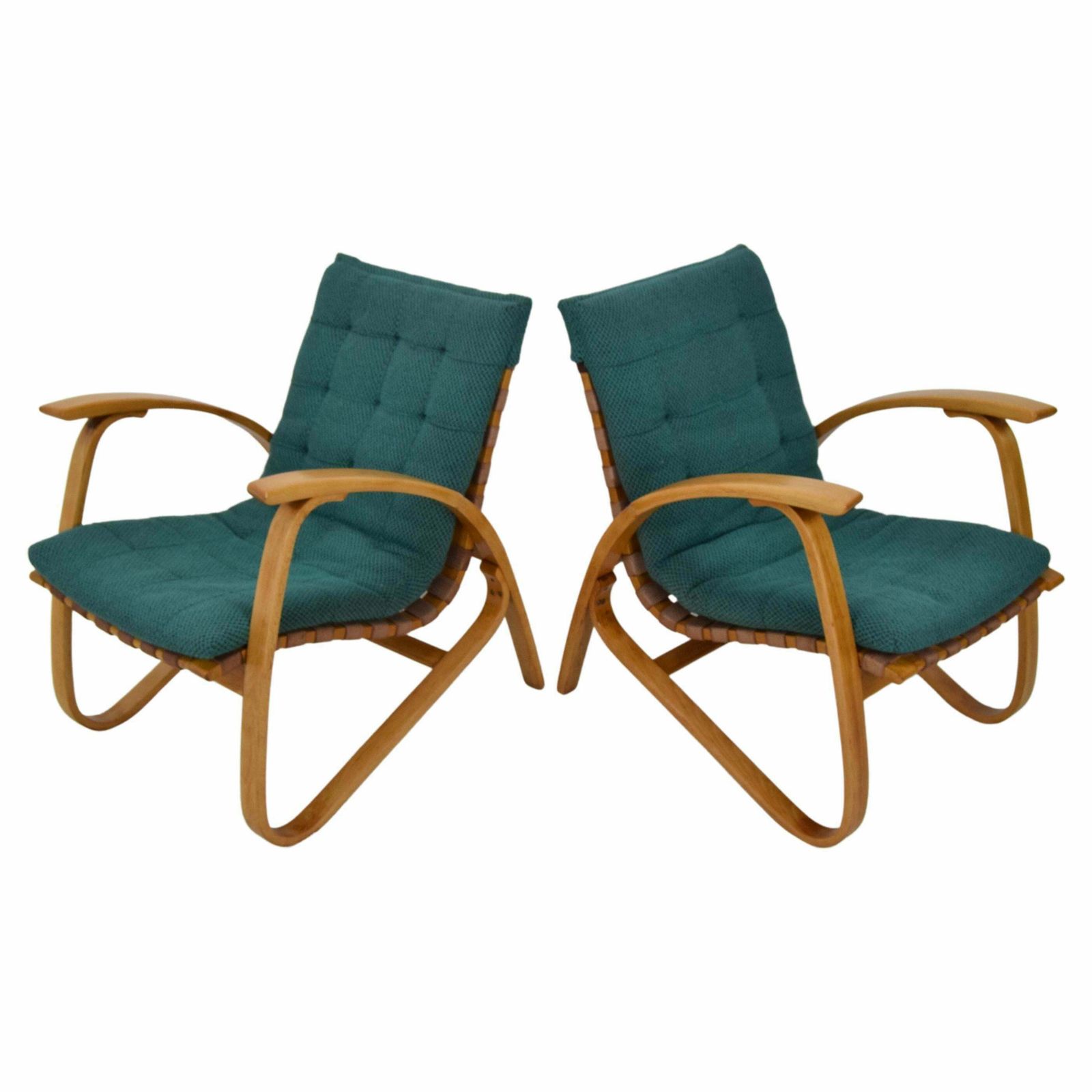 Pair Of Bent Beechwood Armchairs,Design Jan Vaněk,1930's.