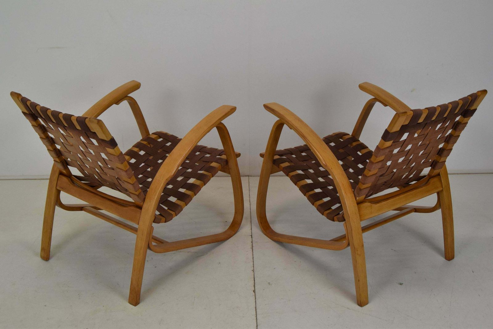 Pair Of Bent Beechwood Armchairs,Design Jan Vaněk,1930's. photo vintage