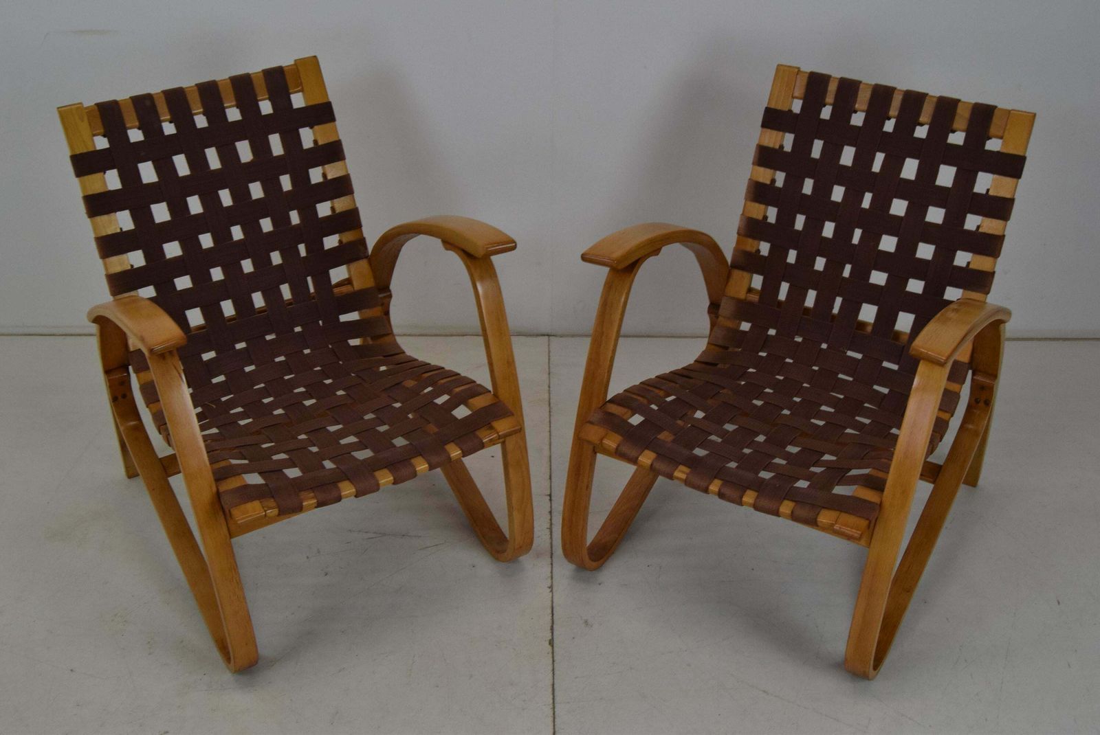 photo for sale Pair Of Bent Beechwood Armchairs,Design Jan Vaněk,1930's.