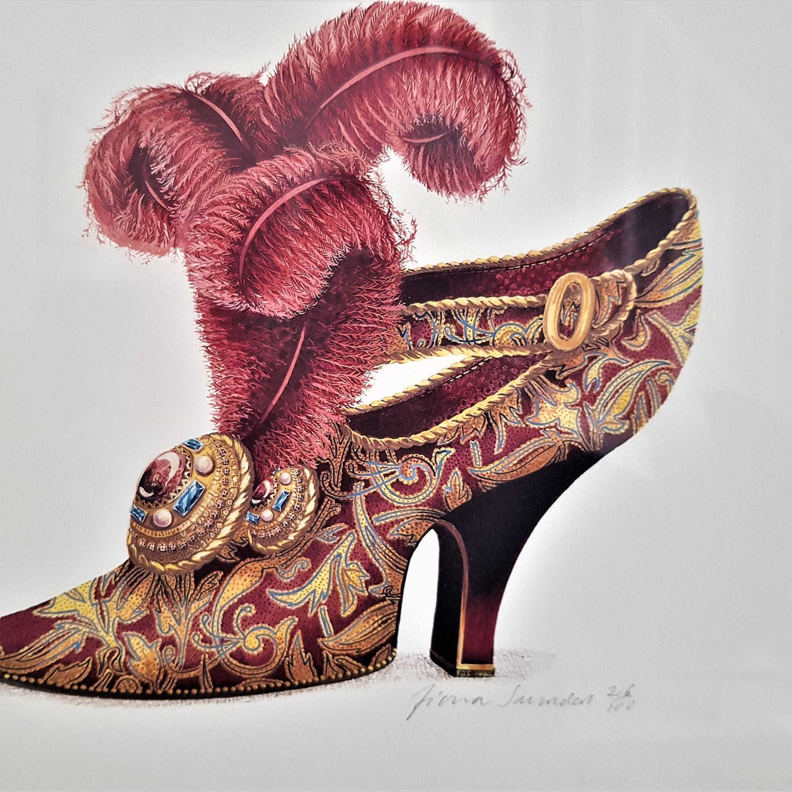 Limited Edition Fine Art Print Of Victorian Shoe By Fiona Saunders photo furniture