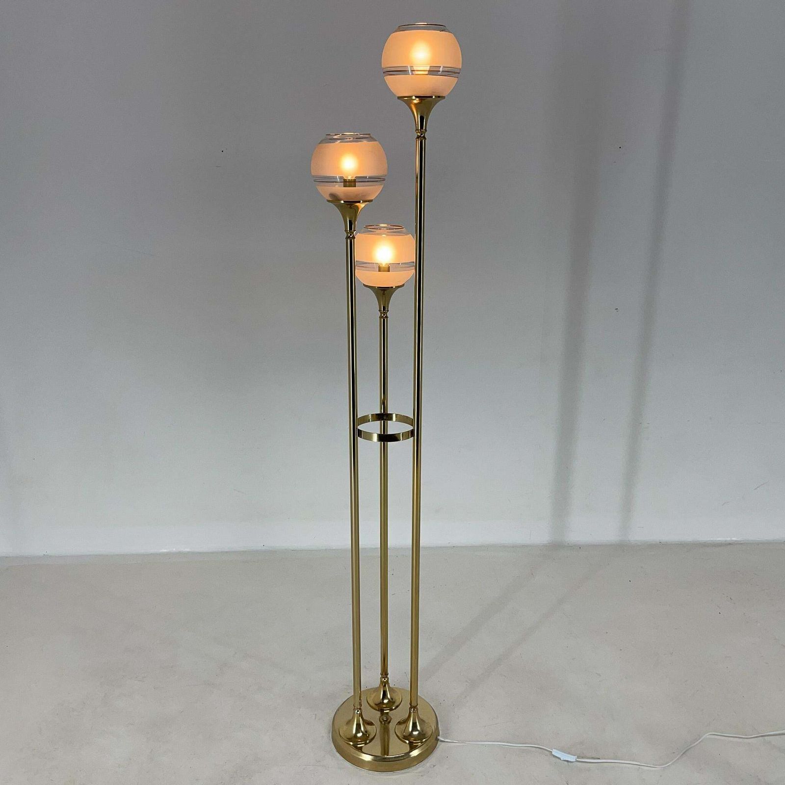 1970's Italian Metal & Glass Floor Lamp photo furniture