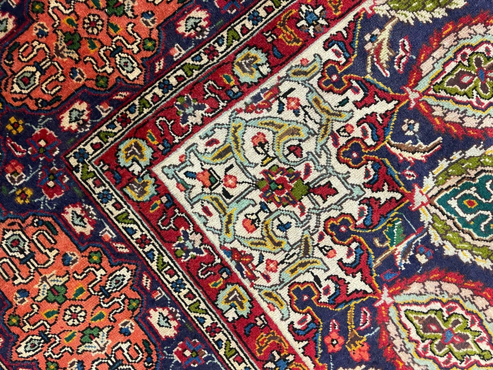 6500.0 Large Semi Antique Rug Oriental Carpet Handwoven Blue Wool Living Room Rug photo