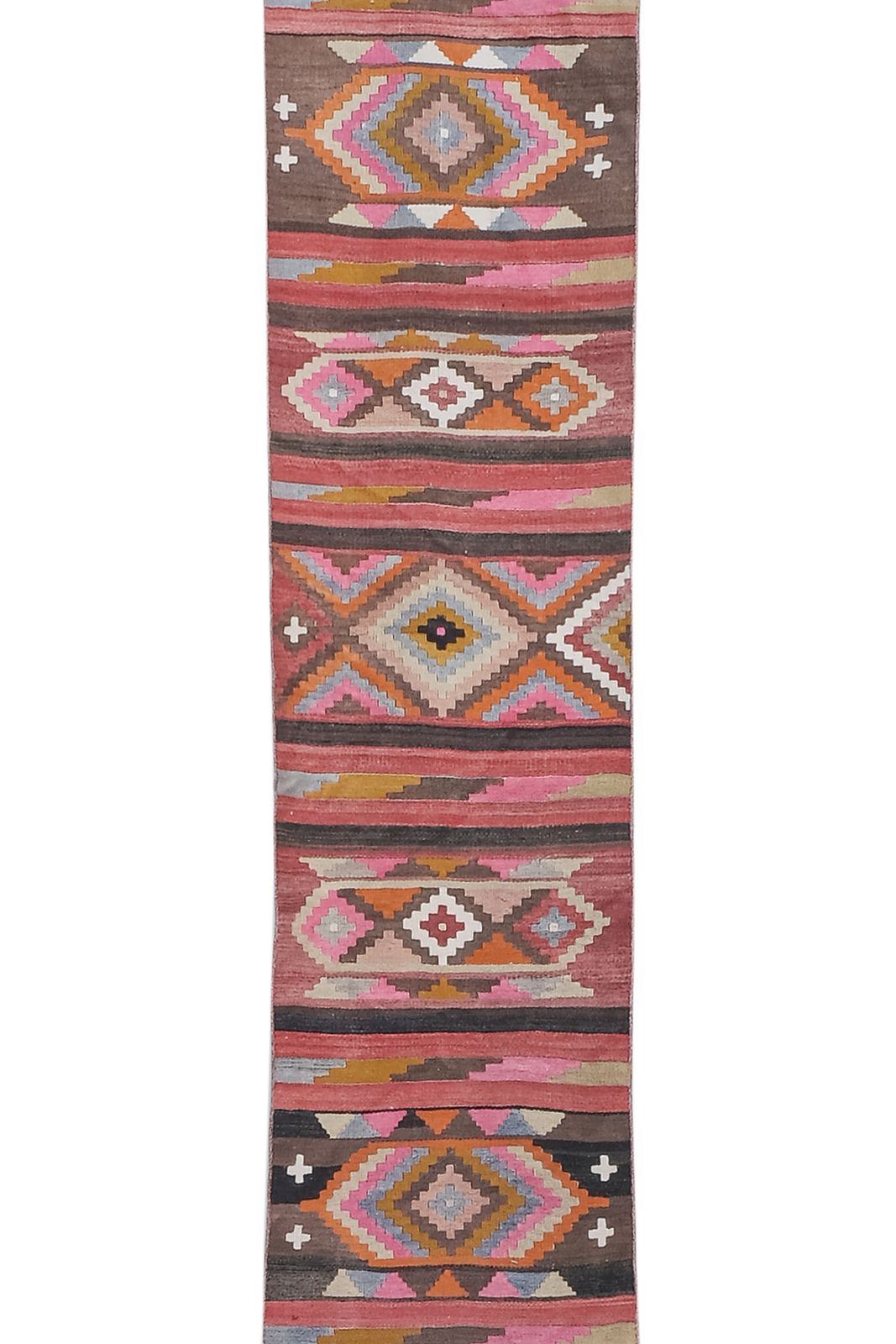 Vintage Geometric Pastel Turkish Kilim Runner Rug   Stair photo Textiles