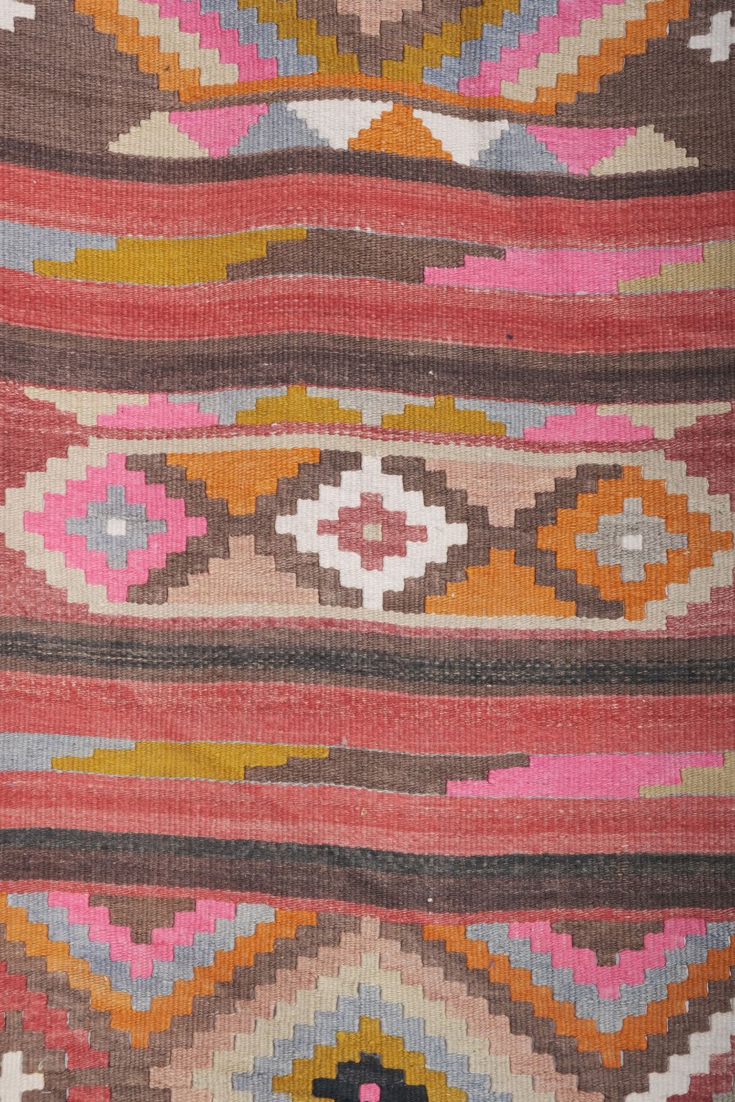 Textiles Vintage Geometric Pastel Turkish Kilim Runner Rug   Stair photo