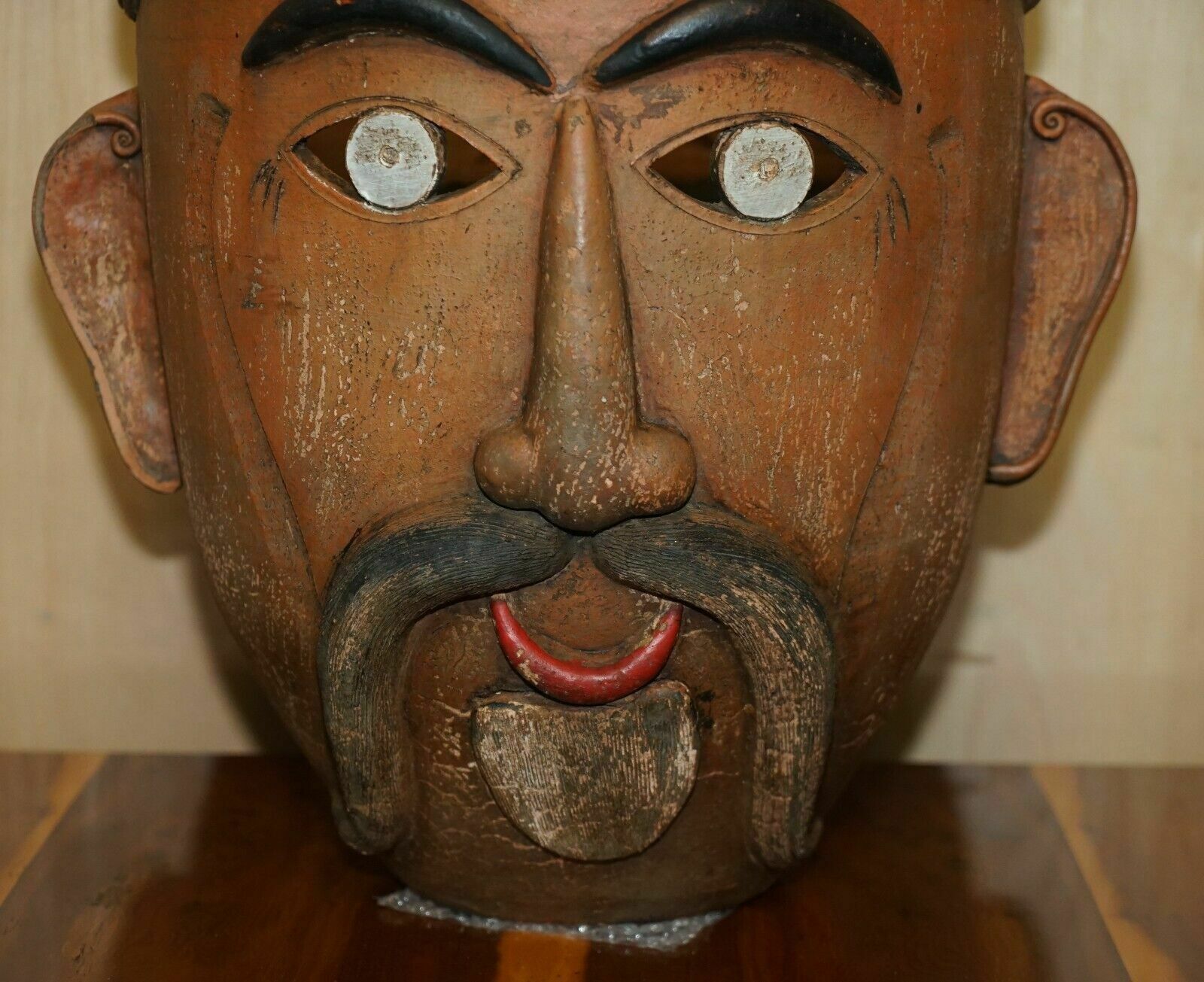 Home Decor Pair Of 1960's Vintage Mexican Folk Art Terracotta Head Face Planter Plant Pots photo