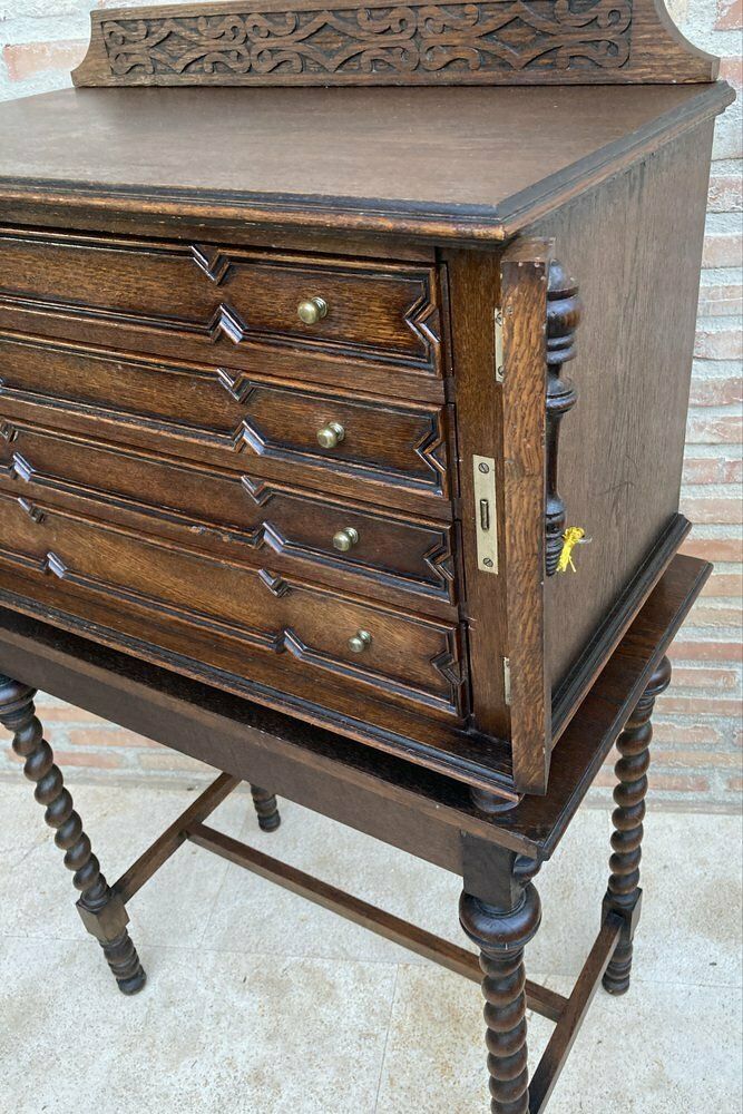 French Cutlery Cabinet In Oak With Four Drawers, 1920s photo buy
