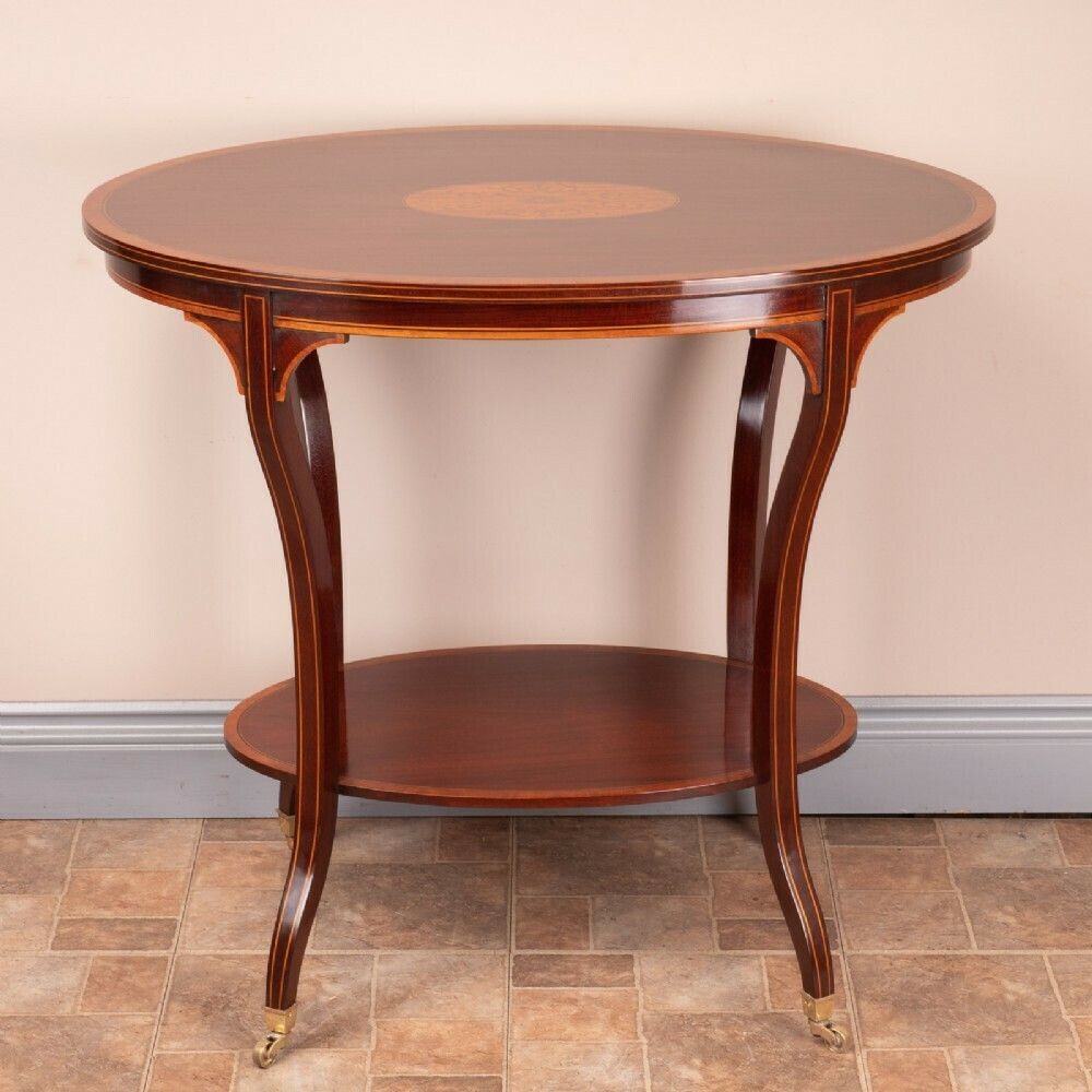 photo furniture Good Quality Edwardian Inlaid Oval Mahogany Occasional Table