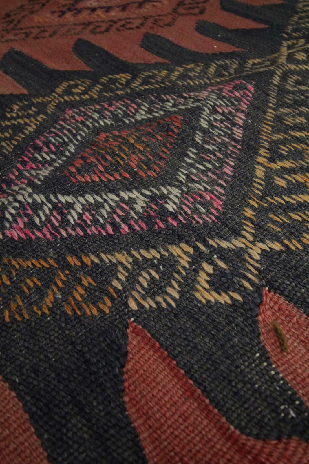 Caucasian Kilim Rug, Handmade Carpet Red Blue Wool Runner Rug photo 1850.0