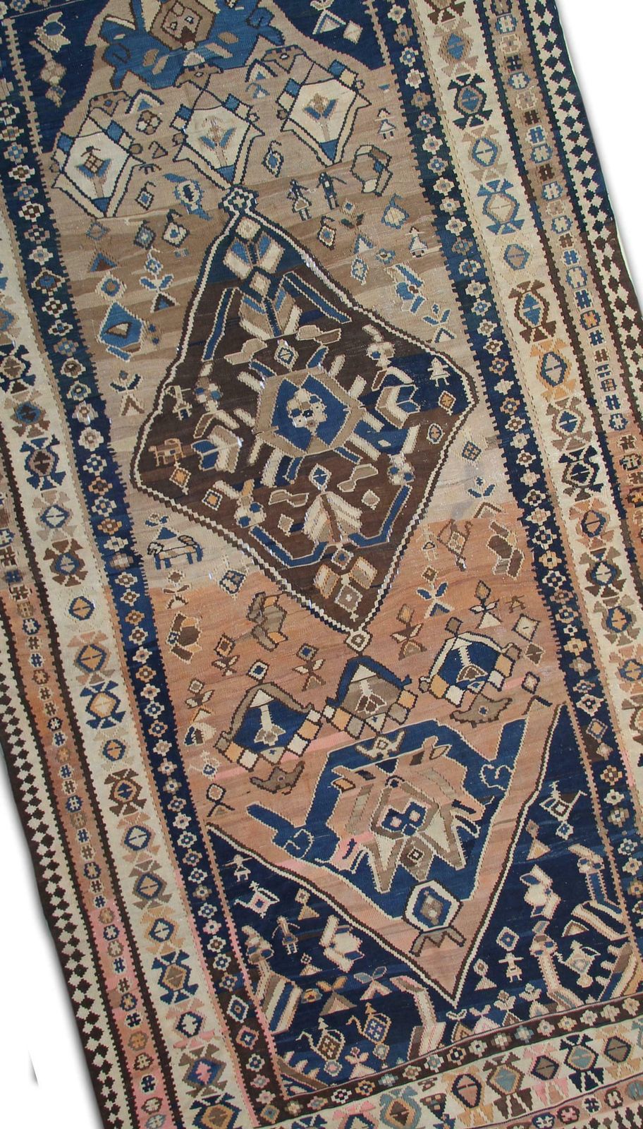 Brown Wool Kilim Rug Antique Carpet Traditional Flat Woven Area Rug photo furniture