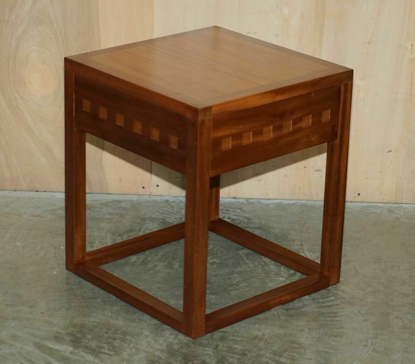 Pair Of Modern Hand Made Cherry And Teak Wood Side Tables X 4 Available In Total photo furniture