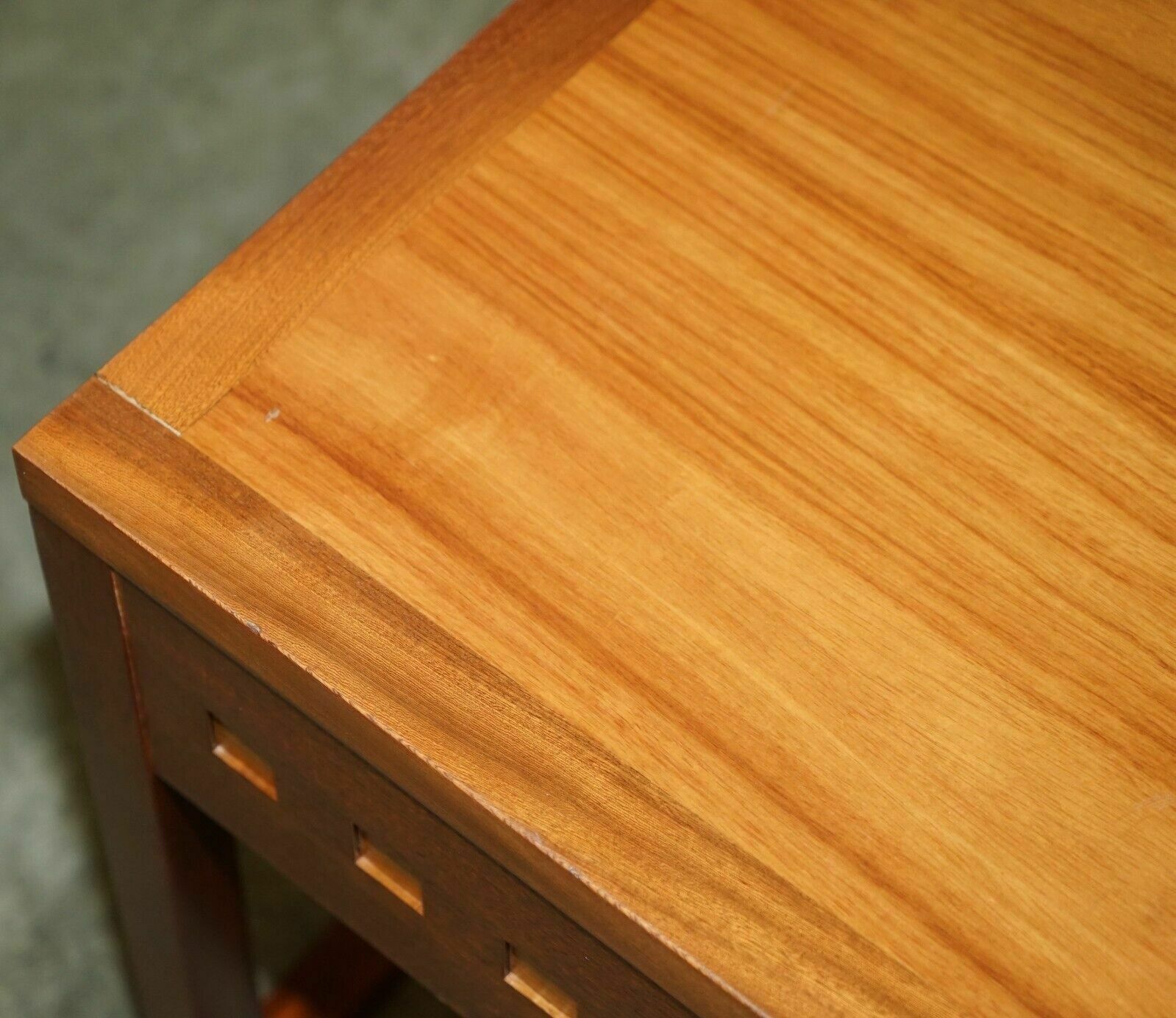 750.0 Pair Of Modern Hand Made Cherry And Teak Wood Side Tables X 4 Available In Total photo