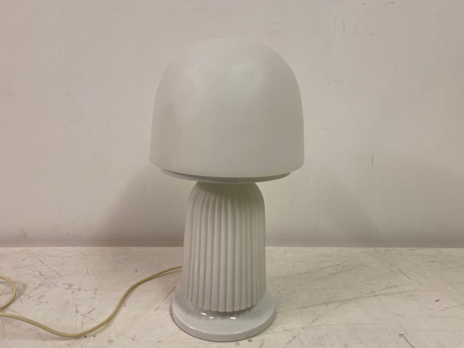 1970s Italian Ribbed Glass Mushroom Lamp photo for sale