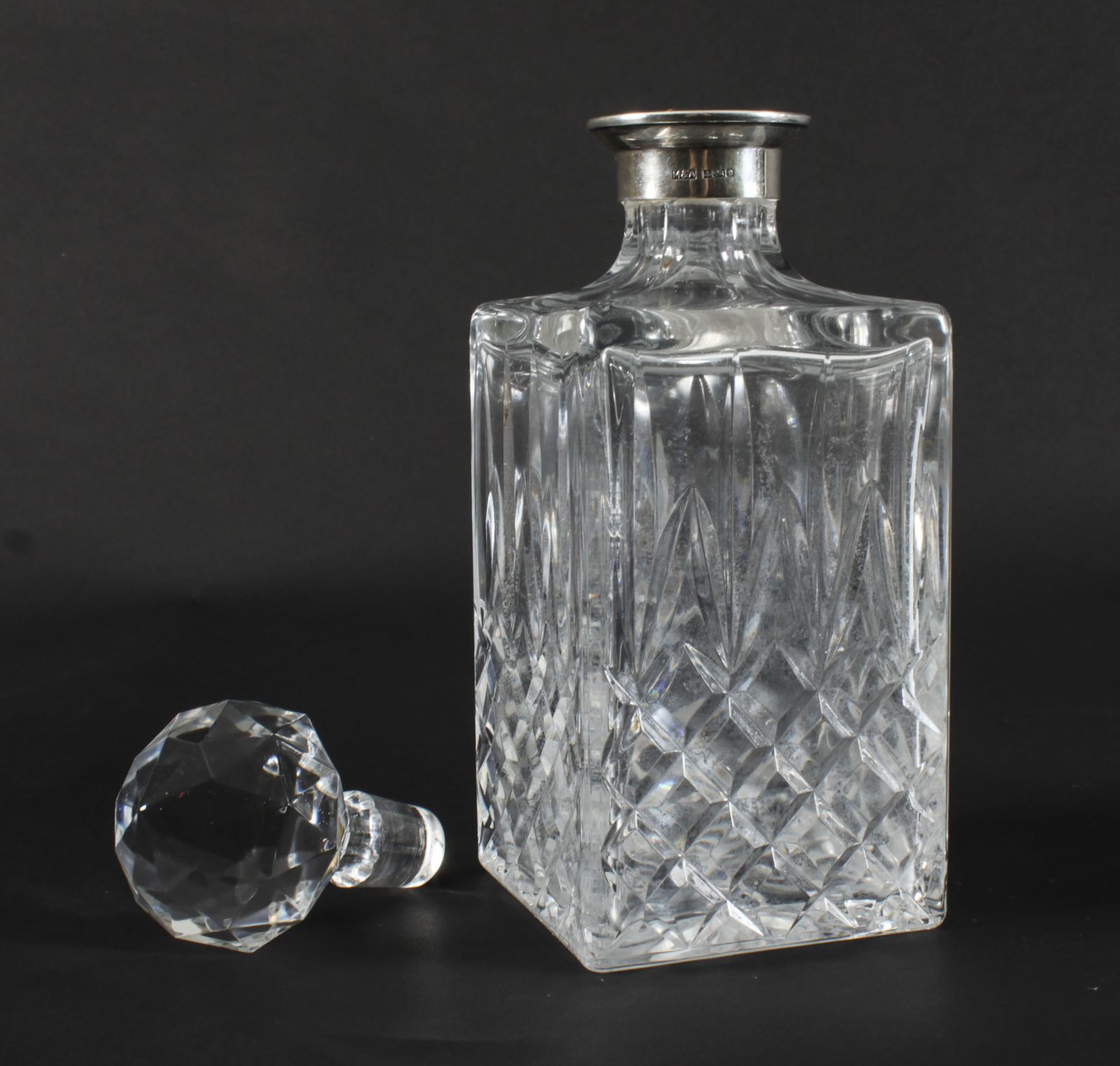 Vintage Pair Of Cut Crystal Glass Liqueur Decanters  Birmingham 1978 20th C photo buy