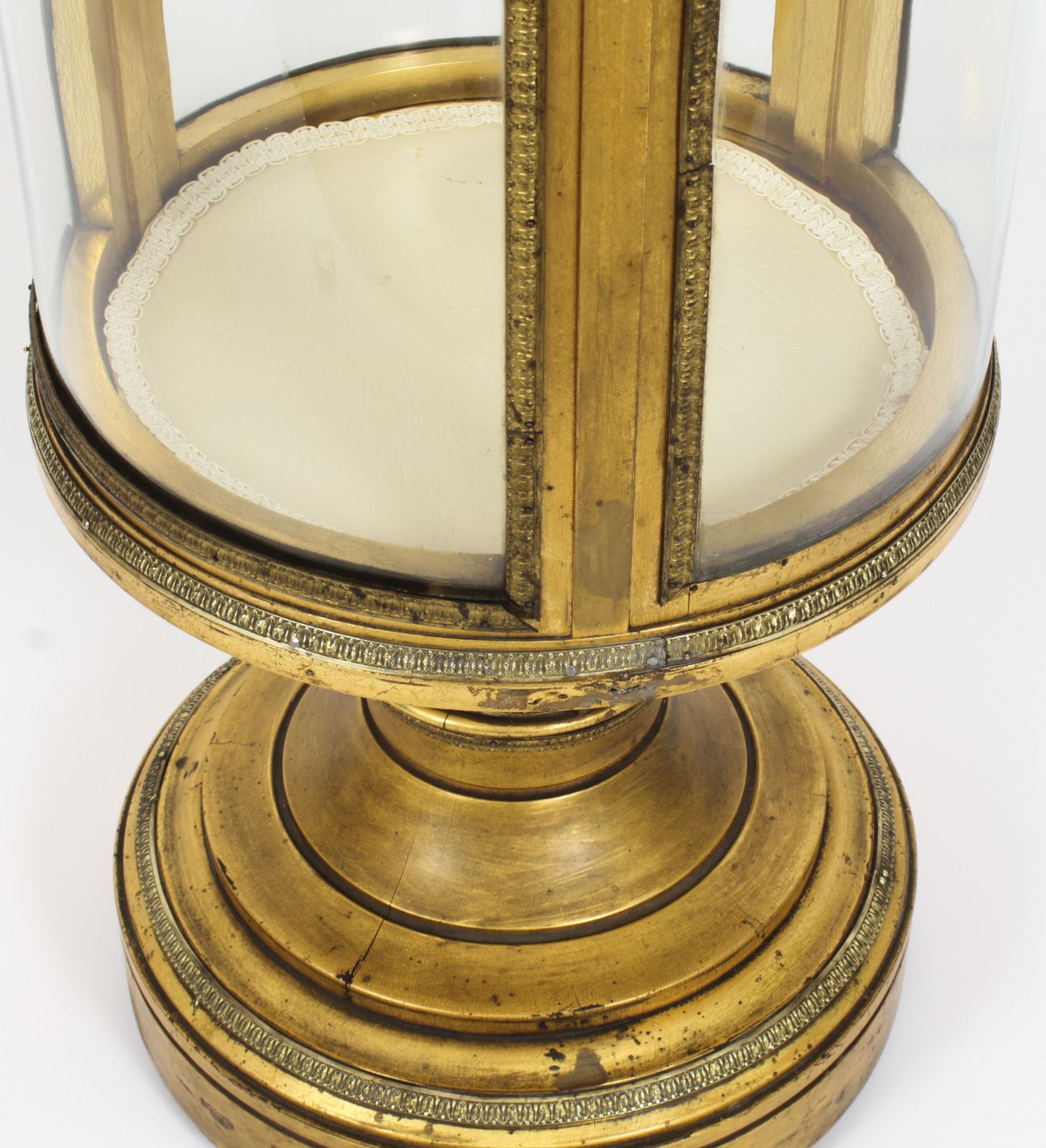 photo furniture Antique French Giltwood Cylindrical Pedestal Display Cabinet 19th Century