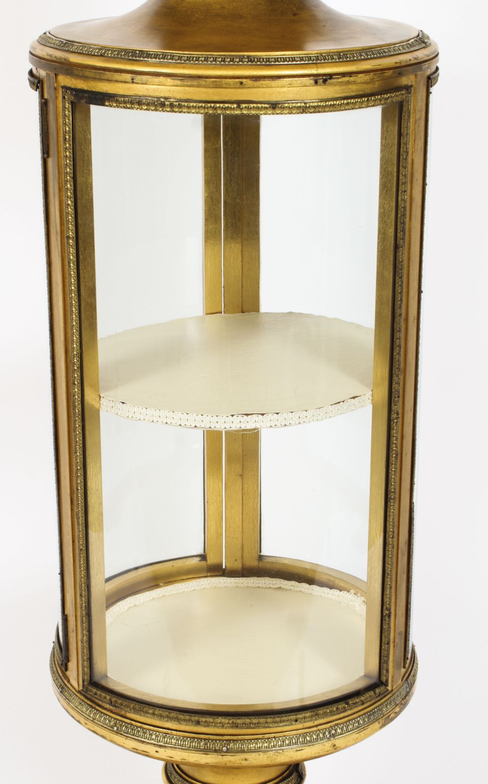 photo vinterior Antique French Giltwood Cylindrical Pedestal Display Cabinet 19th Century