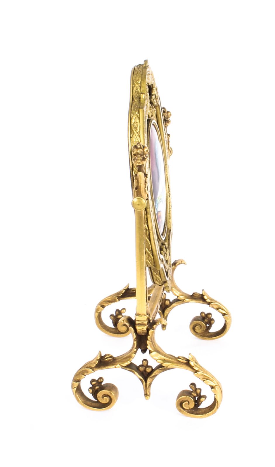 photo furniture Antique French Ormolu & Limoges Enamel Mirror F.Bienvue 19th C