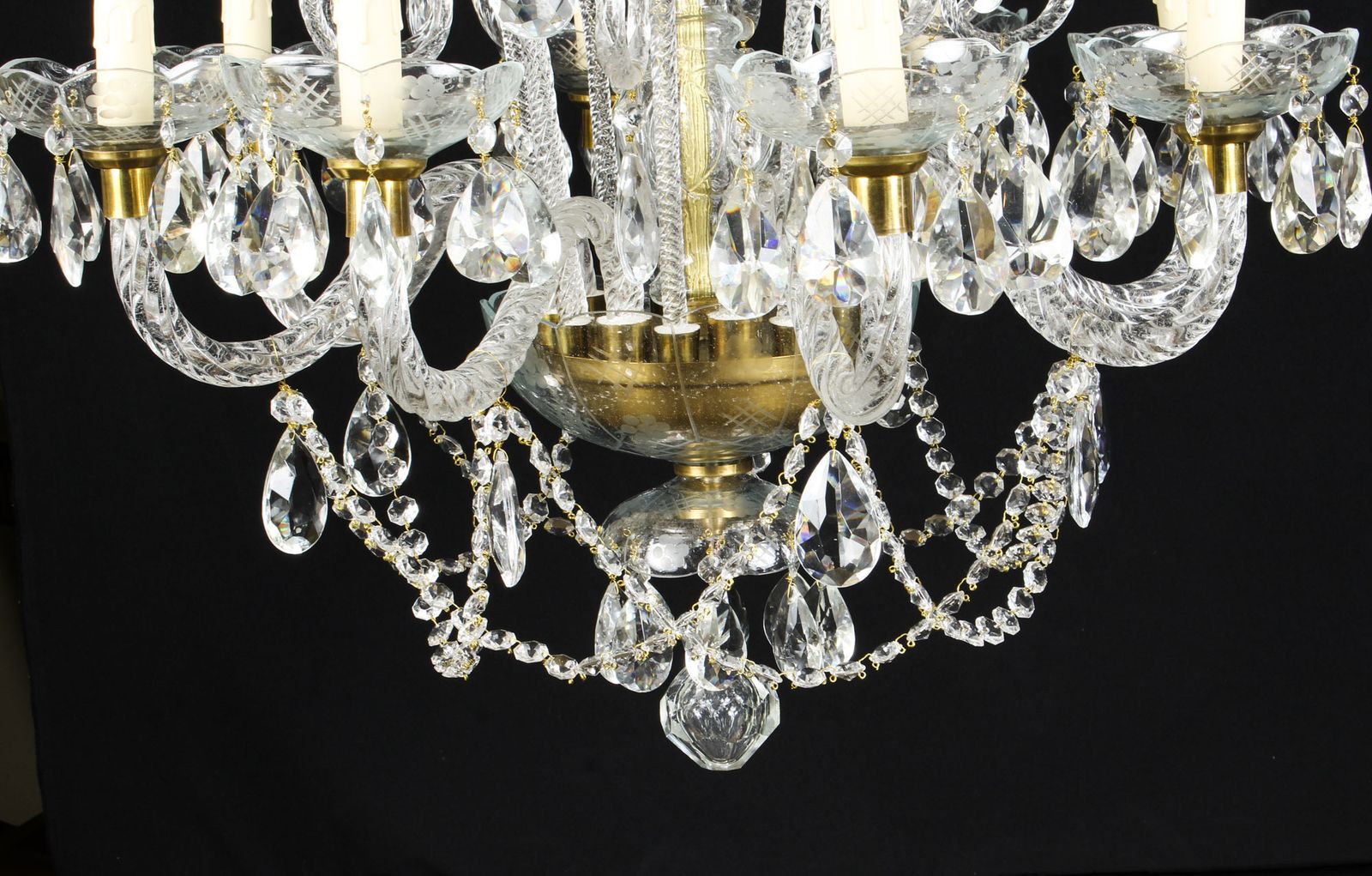 Vintage Venetian Two Tier 12 Light Crystal Chandelier 20th Century photo vintage