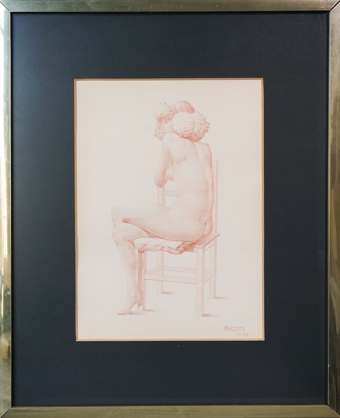 Barrera – Twee Ingelijste Figuratieve Tekeningen Van Vrouwelijk Naakt photo for sale