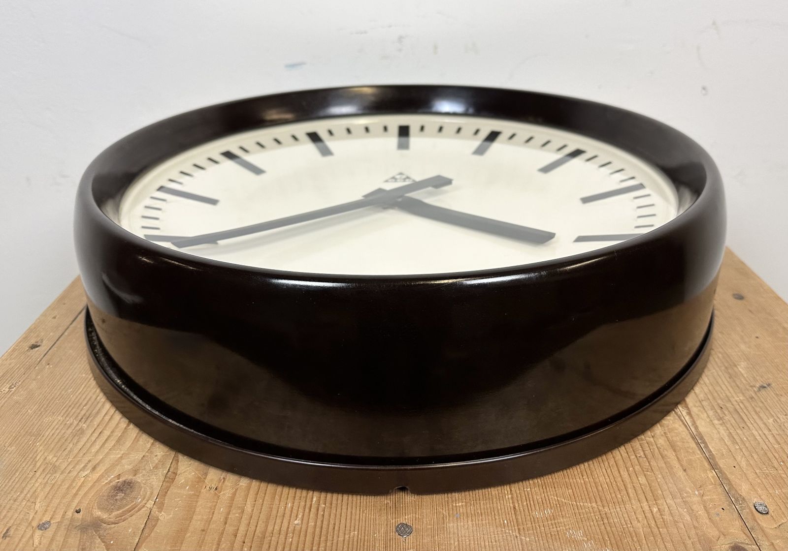 Large Industrial Bakelite Factory Wall Clock From Pragotron, 1960s photo for sale