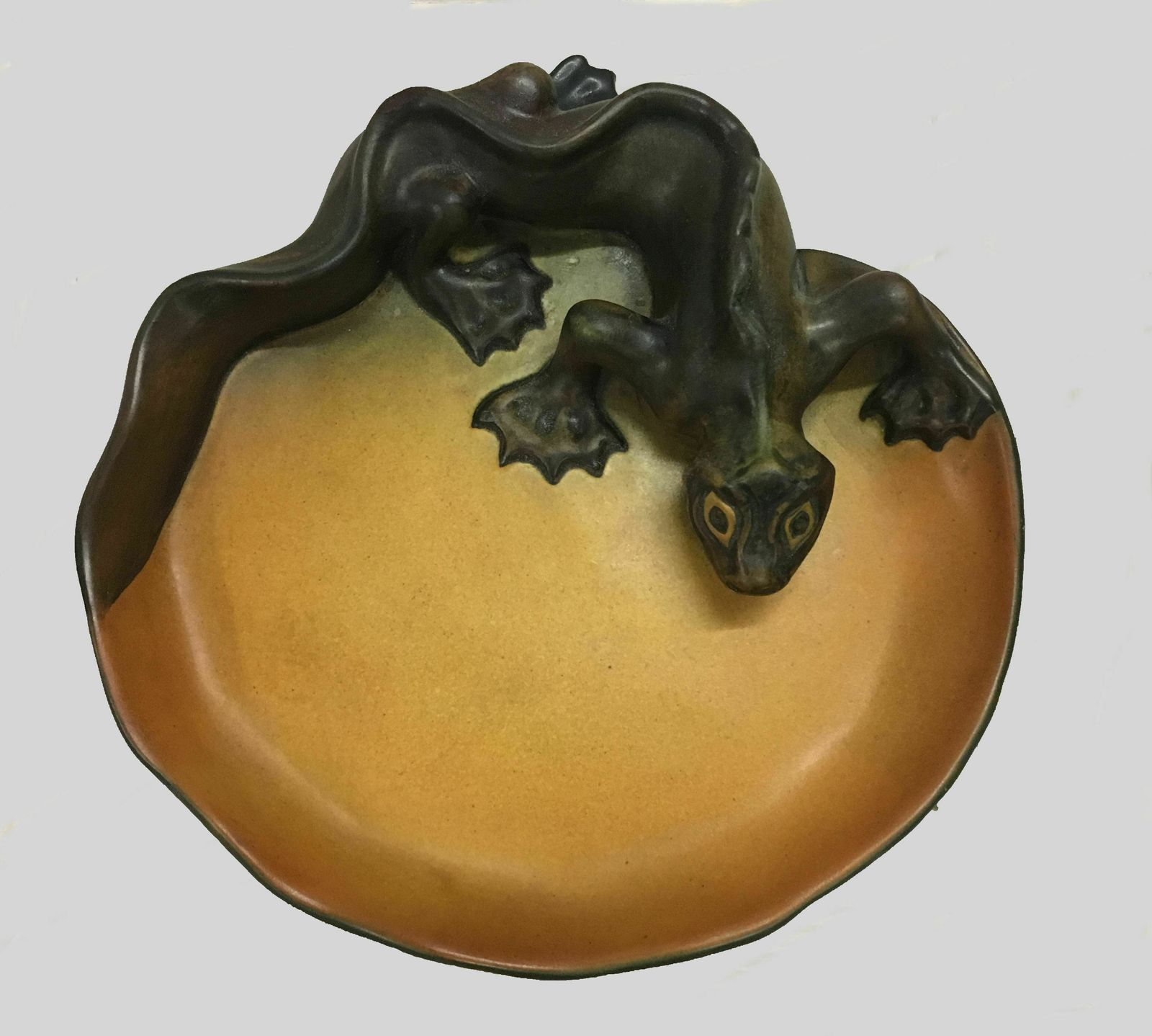 Hand Crafted Danish Art Nouveau Lizard Ash Tray By P. Ibsens Enke 1900's photo 485.0