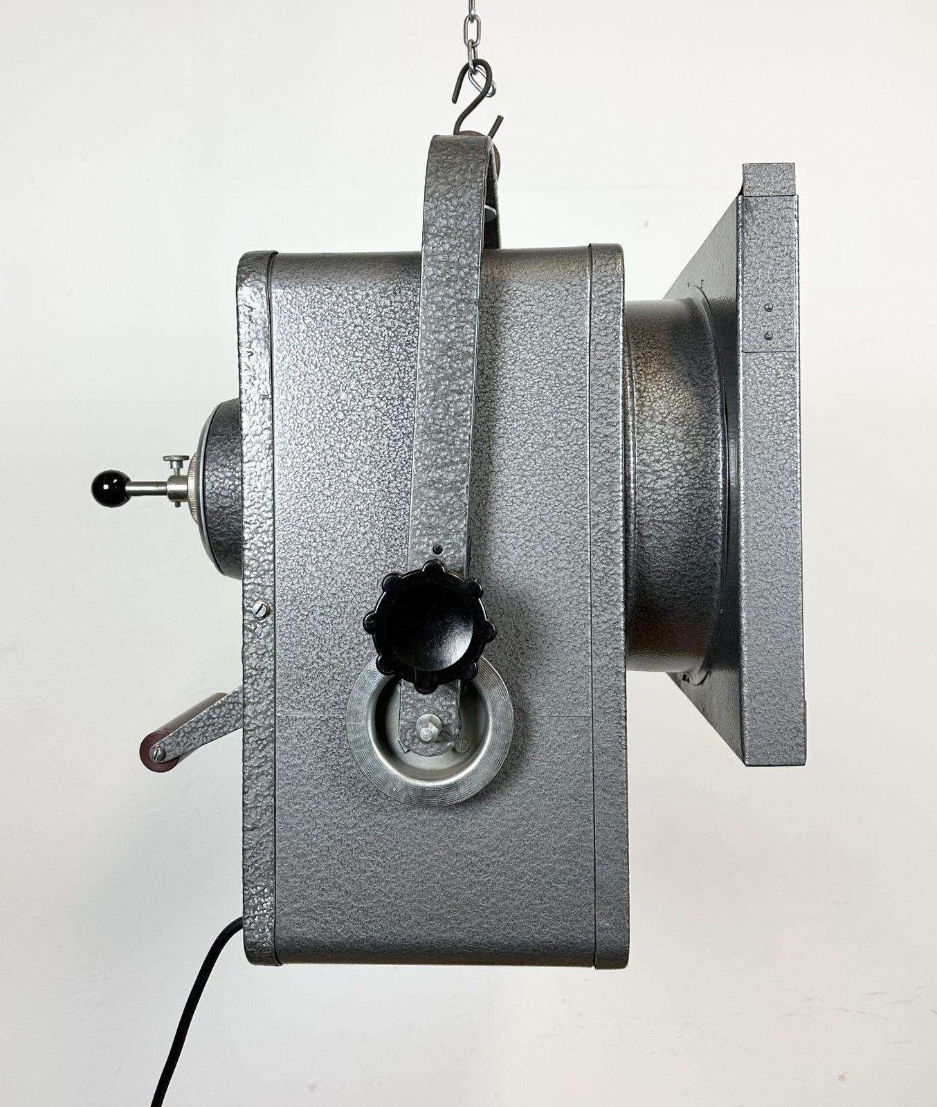 Lighting Vintage Grey Theatre Spotlight With Glass Cover, 1980s photo