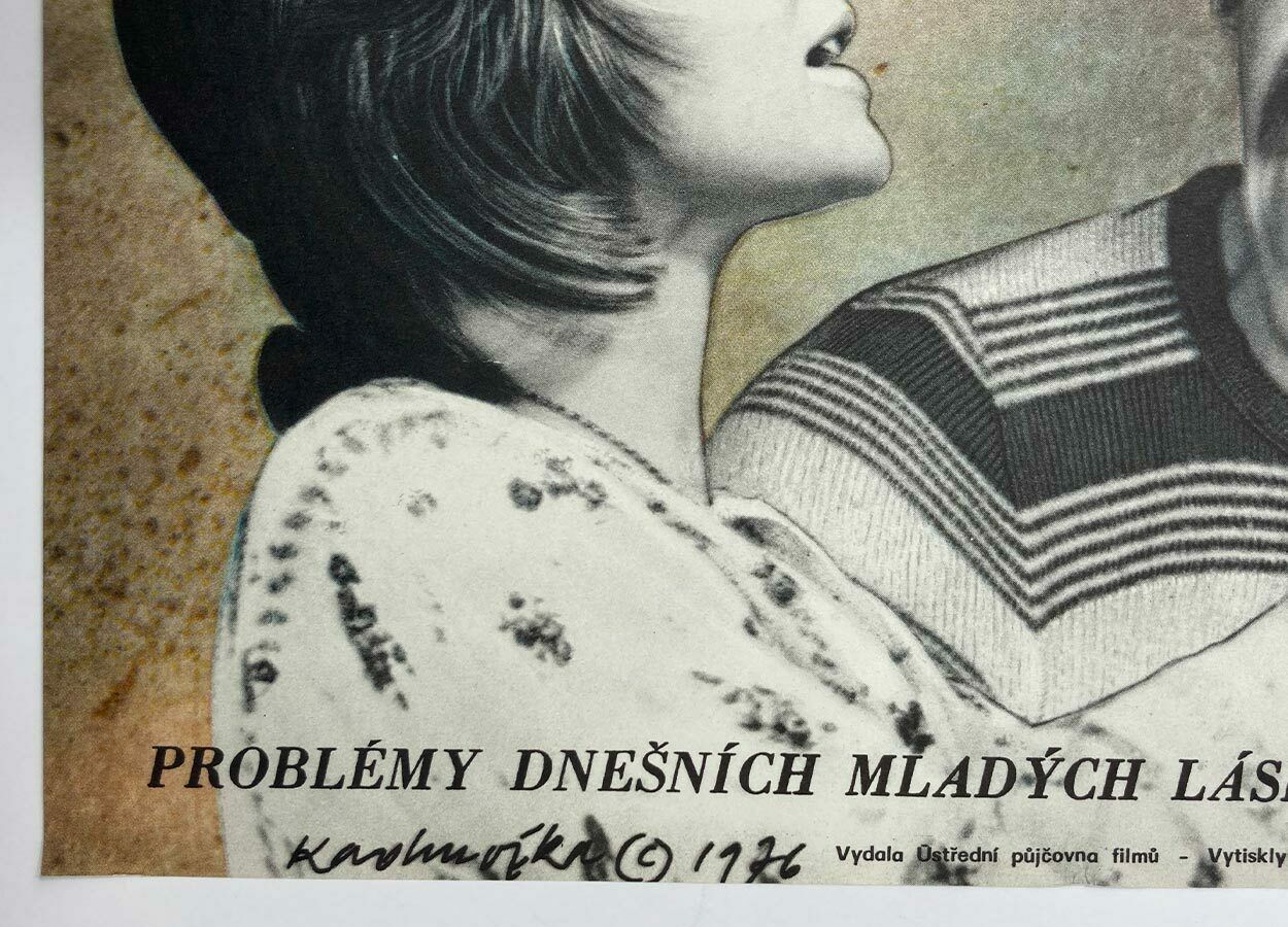Original Film Poster, Hostess, Dimitrij Kadrnožka, 1976, Genuine Czech Vintage Print photo Art