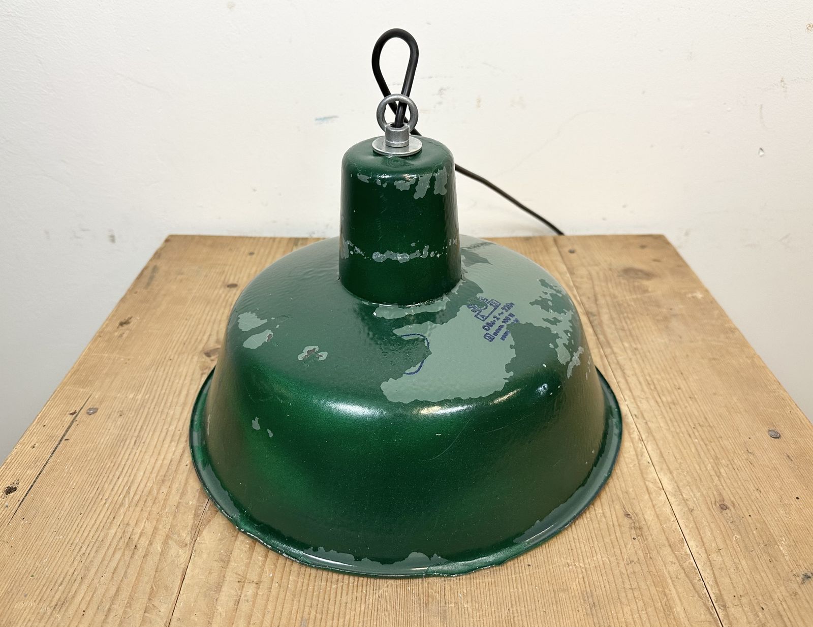 photo vintage Green Industrial Factory Pendant Lamp, 1960s