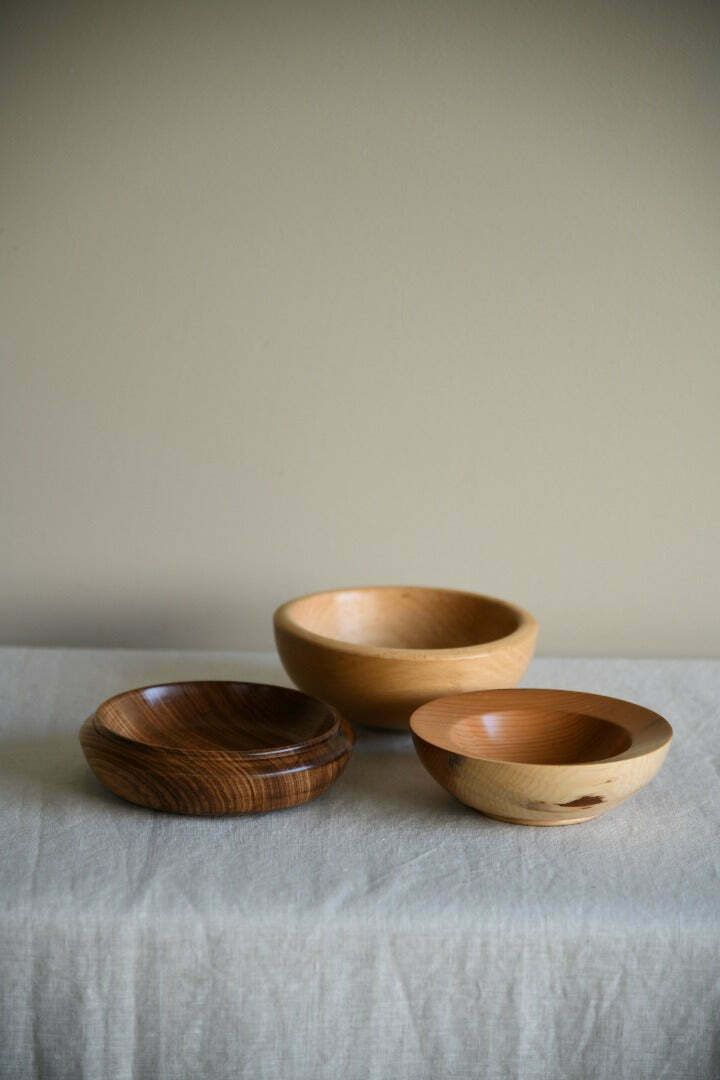 3 Hand Turned Wooden Bowls photo 75.0