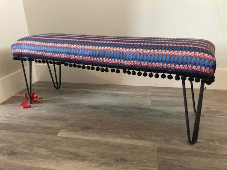 Bearskin Soldiers Bench On Hairpin Legs photo furniture