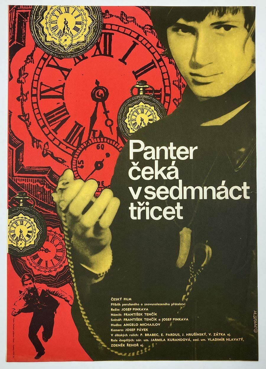 Original Film Poster, Panther Waits At 17:30, Alexej Jaroš, 1971, Genuine Czech Vintage Print