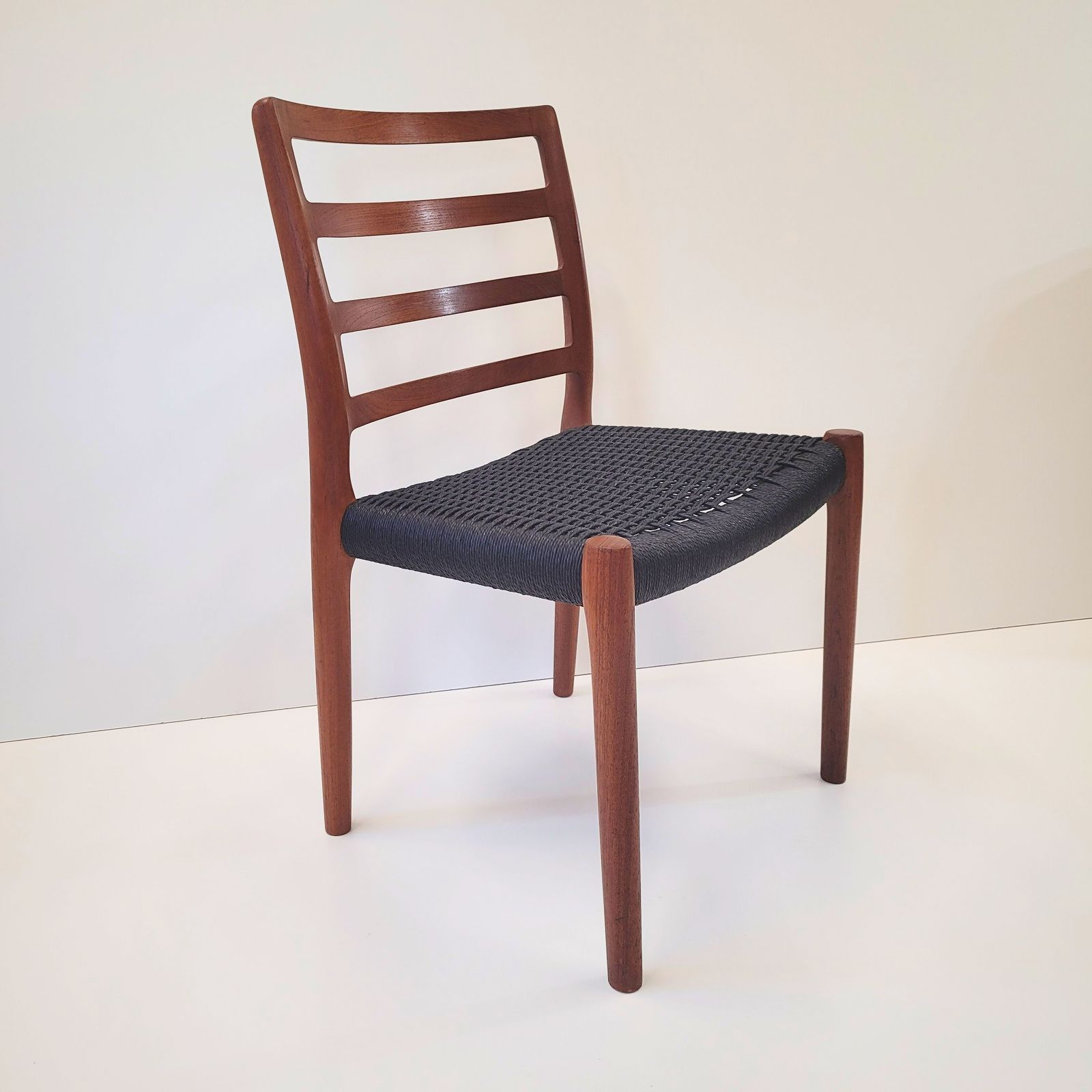 Niels Otto Møller #85 Teak Chair Black Paper Cord Seat photo furniture