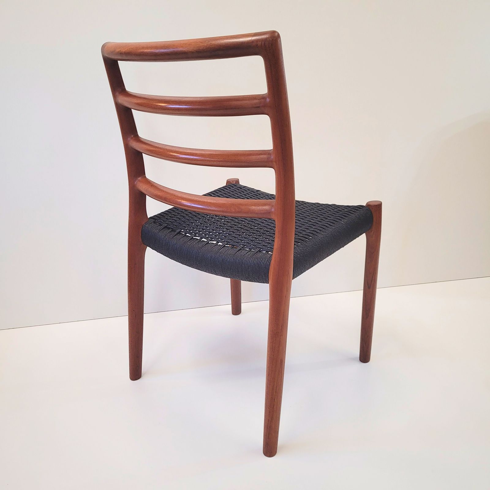 Niels Otto Møller #85 Teak Chair Black Paper Cord Seat photo for sale