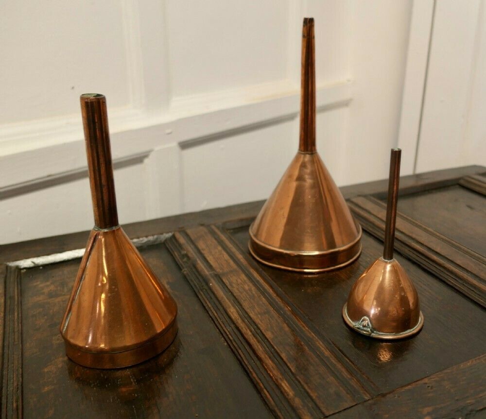 19th Century Copper Ale And Wine Funnel Set photo Home Decor